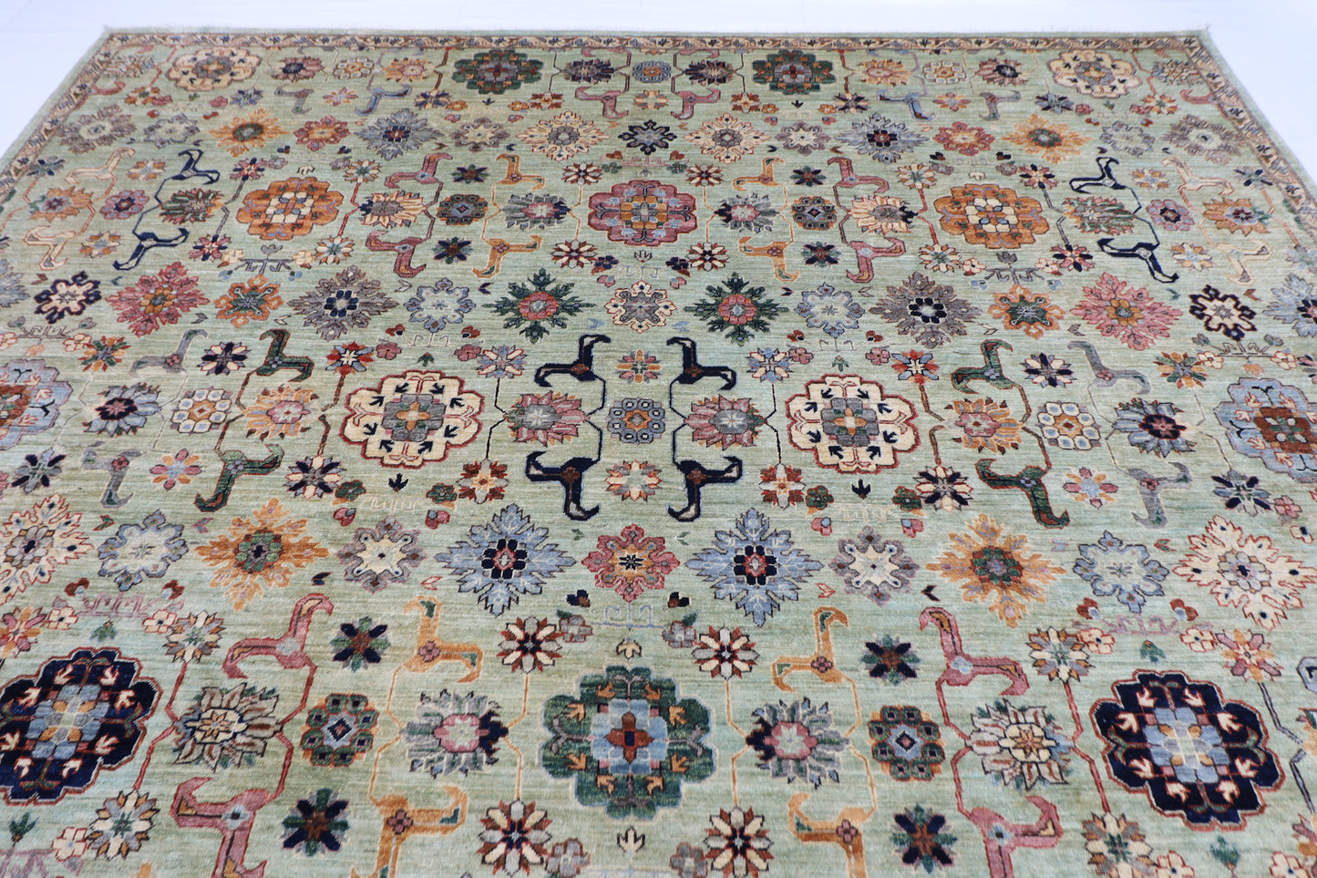 310 x 418 cm | Oriental Olive Green  Area Rug Afghan Hand Knotted Veg Dye Wool carpet