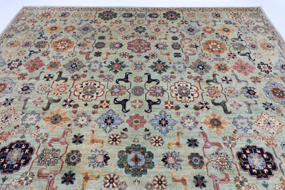 310 x 418 cm | Oriental Olive Green  Area Rug Afghan Hand Knotted Veg Dye Wool carpet