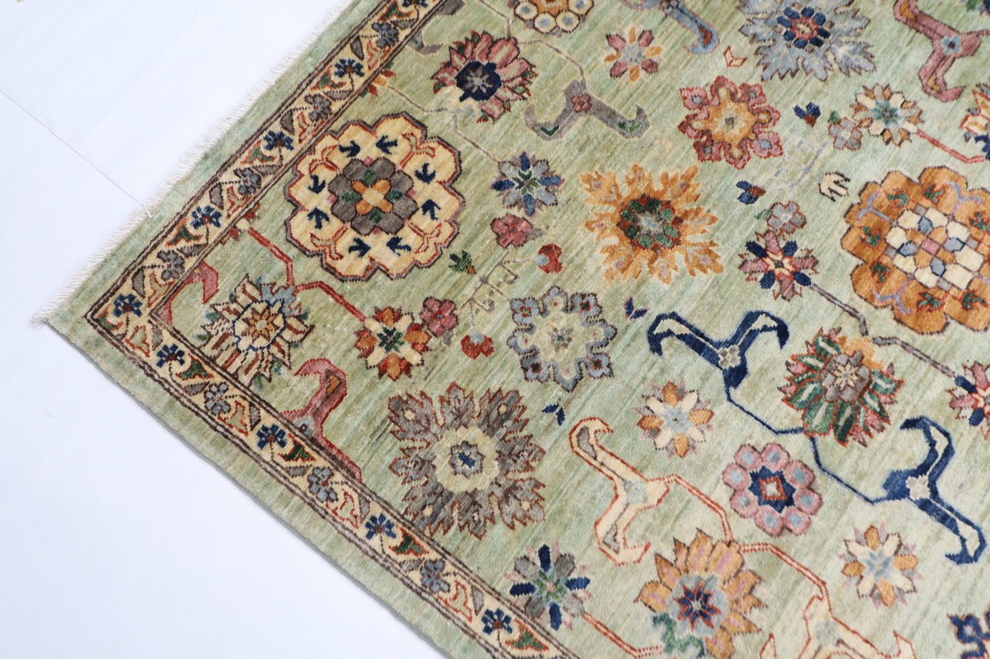 310 x 418 cm | Oriental Olive Green  Area Rug Afghan Hand Knotted Veg Dye Wool carpet
