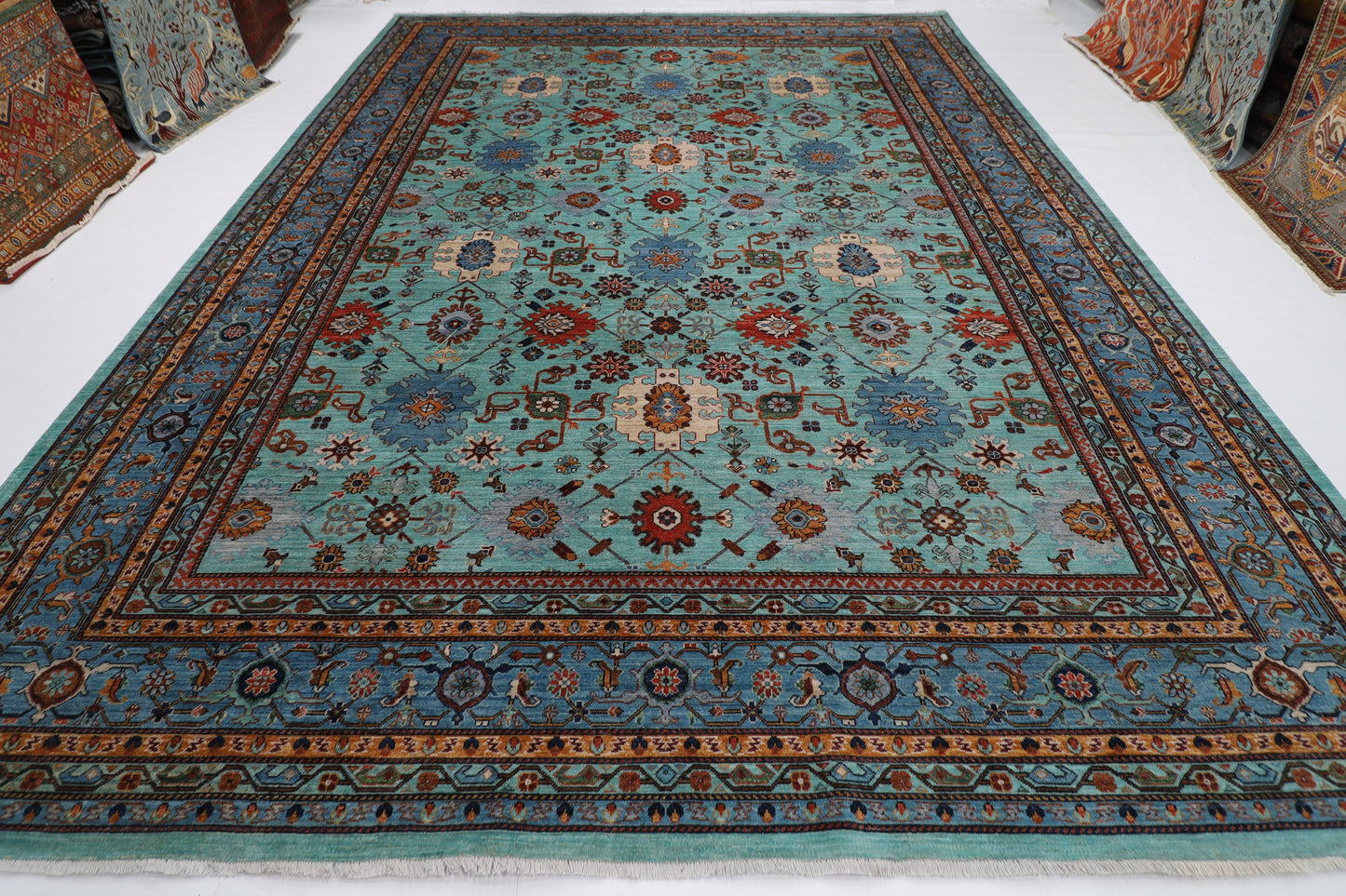 303 x 401 cm | Floral bidjar Area Rug Afghan Hand Knotted veg Dye Wool carpet
