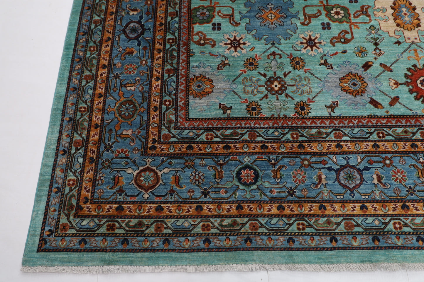 303 x 401 cm | Floral bidjar Area Rug Afghan Hand Knotted veg Dye Wool carpet