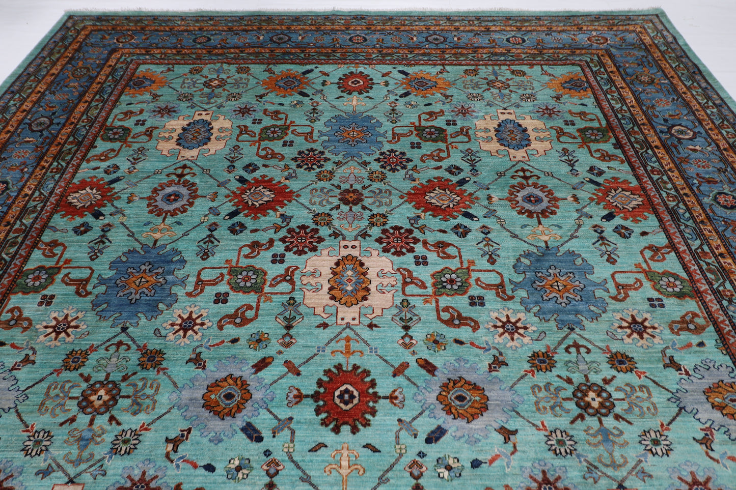 303 x 401 cm | Floral bidjar Area Rug Afghan Hand Knotted veg Dye Wool carpet