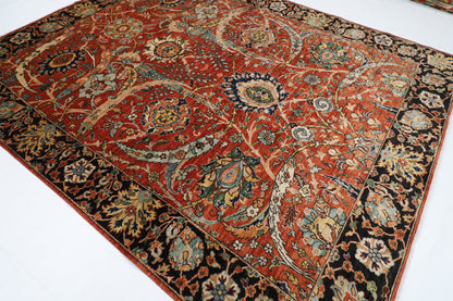 246 x 306 cm | Floral bidjar Red Area Rug Afghan Hand Knotted veg Dye Wool carpet