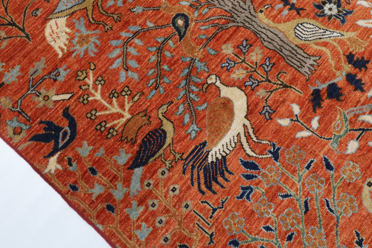 120 x 180 cm | Birds Orange Design Hand Knotted Wool Afghan Carpet