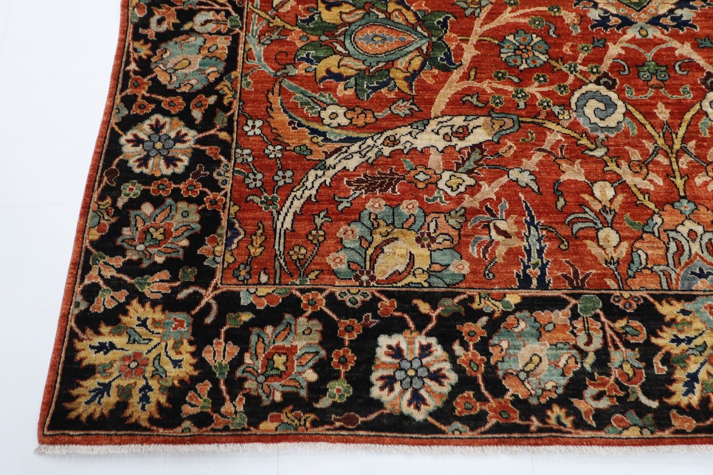 246 x 306 cm | Floral bidjar Red Area Rug Afghan Hand Knotted veg Dye Wool carpet