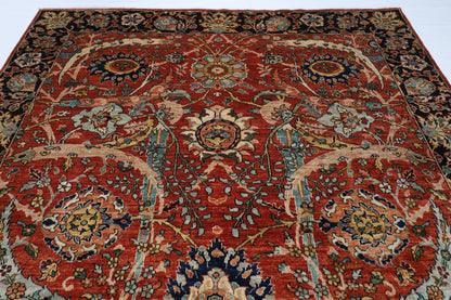 246 x 306 cm | Floral bidjar Red Area Rug Afghan Hand Knotted veg Dye Wool carpet