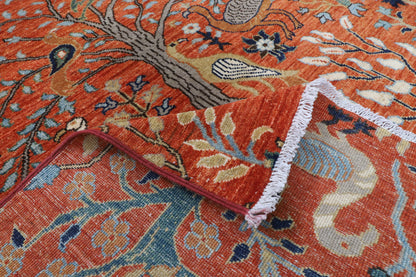 120 x 180 cm | Birds Orange Design Hand Knotted Wool Afghan Carpet
