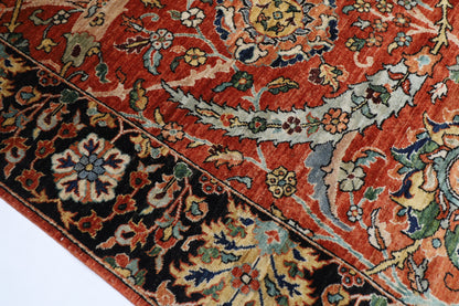 246 x 306 cm | Floral bidjar Red Area Rug Afghan Hand Knotted veg Dye Wool carpet