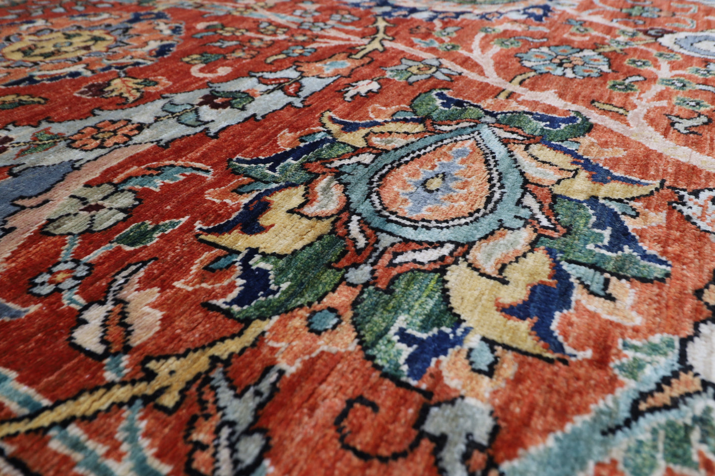 246 x 306 cm | Floral bidjar Red Area Rug Afghan Hand Knotted veg Dye Wool carpet