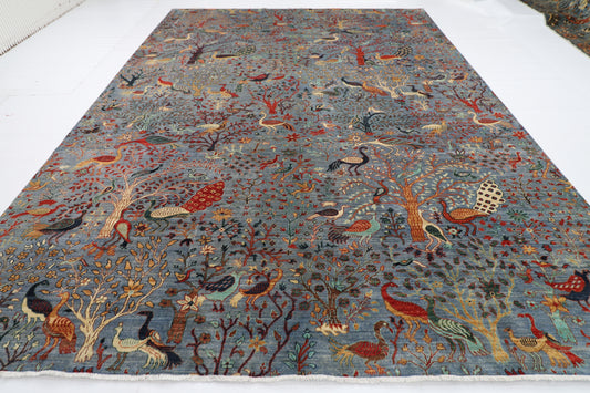 307 x 427 cm | Oriental Birds Area Rug Afghan Hand Knotted Veg Dye Wool carpet