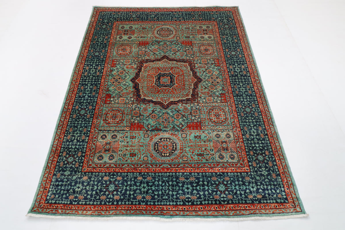 151 x 197 cm | Mamluk Design Hand Knotted Wool Afghan Carpet