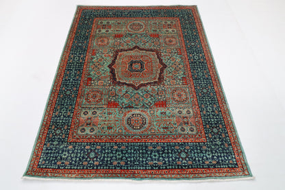 151 x 197 cm | Mamluk Design Hand Knotted Wool Afghan Carpet