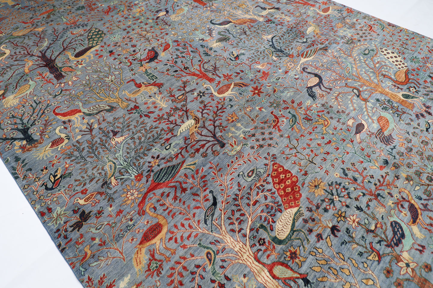 307 x 427 cm | Oriental Birds Area Rug Afghan Hand Knotted Veg Dye Wool carpet