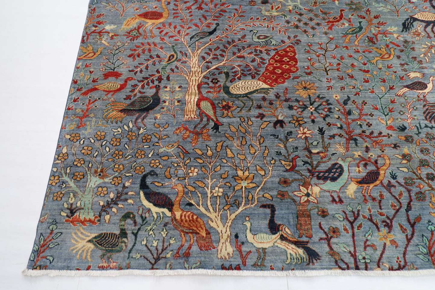307 x 427 cm | Oriental Birds Area Rug Afghan Hand Knotted Veg Dye Wool carpet