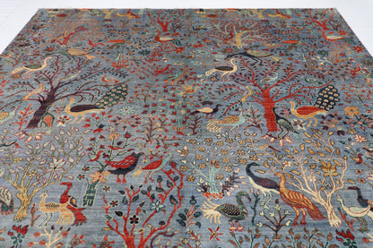 307 x 427 cm | Oriental Birds Area Rug Afghan Hand Knotted Veg Dye Wool carpet