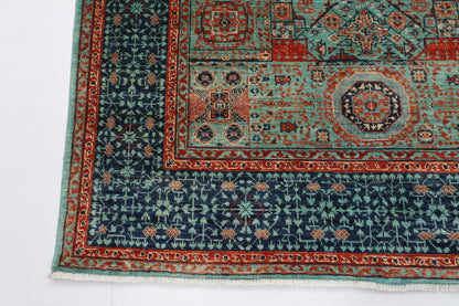 151 x 197 cm | Mamluk Design Hand Knotted Wool Afghan Carpet
