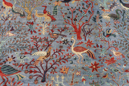 307 x 427 cm | Oriental Birds Area Rug Afghan Hand Knotted Veg Dye Wool carpet