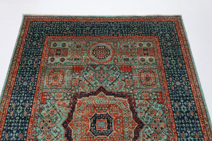 151 x 197 cm | Mamluk Design Hand Knotted Wool Afghan Carpet