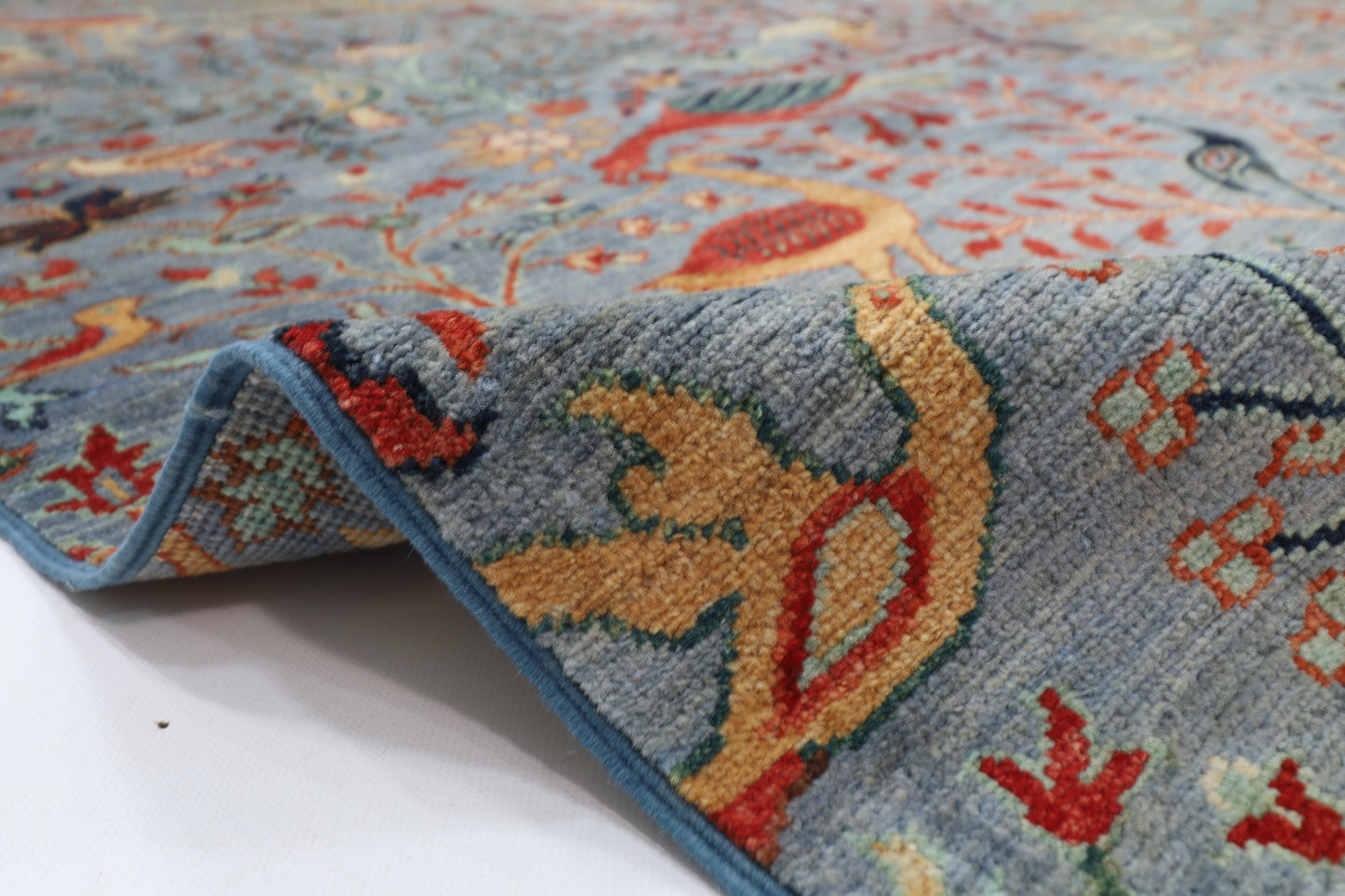 307 x 427 cm | Oriental Birds Area Rug Afghan Hand Knotted Veg Dye Wool carpet