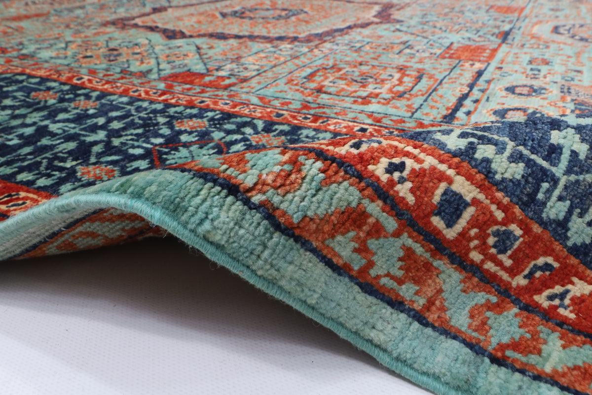 151 x 197 cm | Mamluk Design Hand Knotted Wool Afghan Carpet