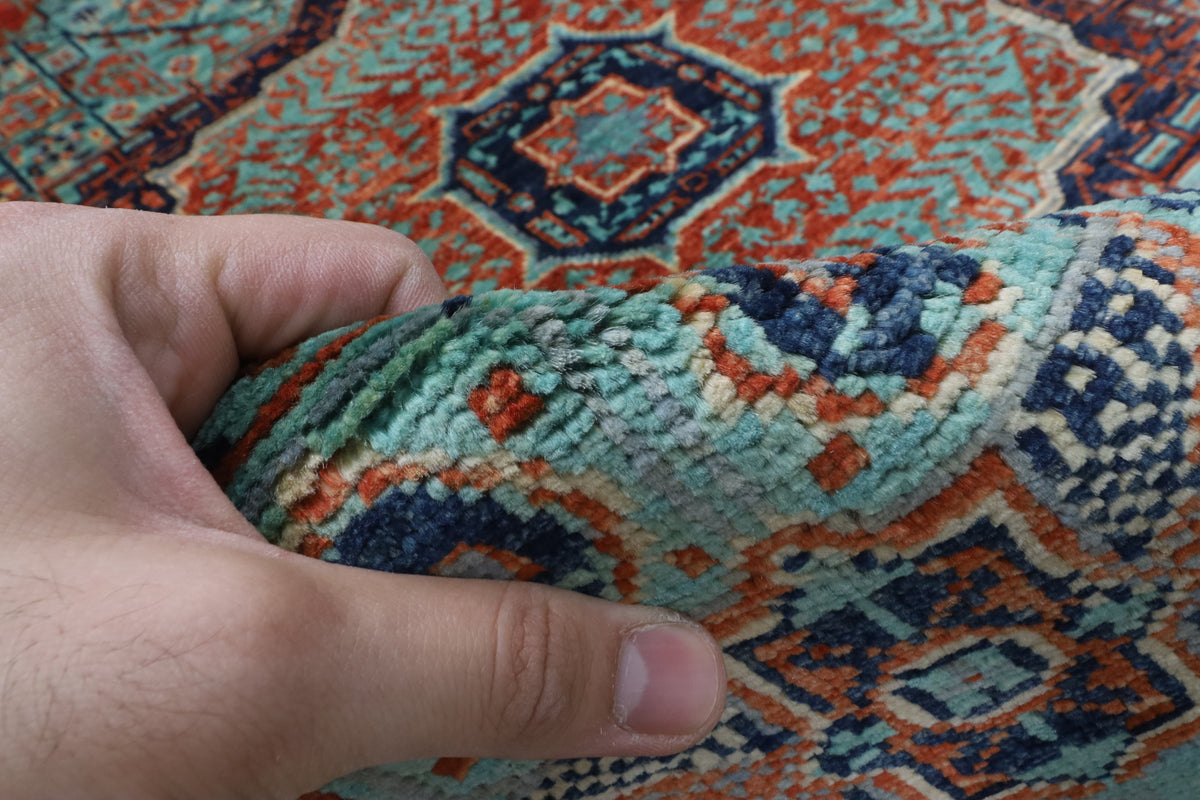 151 x 197 cm | Mamluk Design Hand Knotted Wool Afghan Carpet