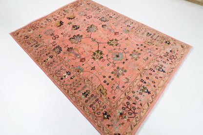 177 x 241 cm | Sultani Pink Design Hand Knotted Wool Afghan Carpet