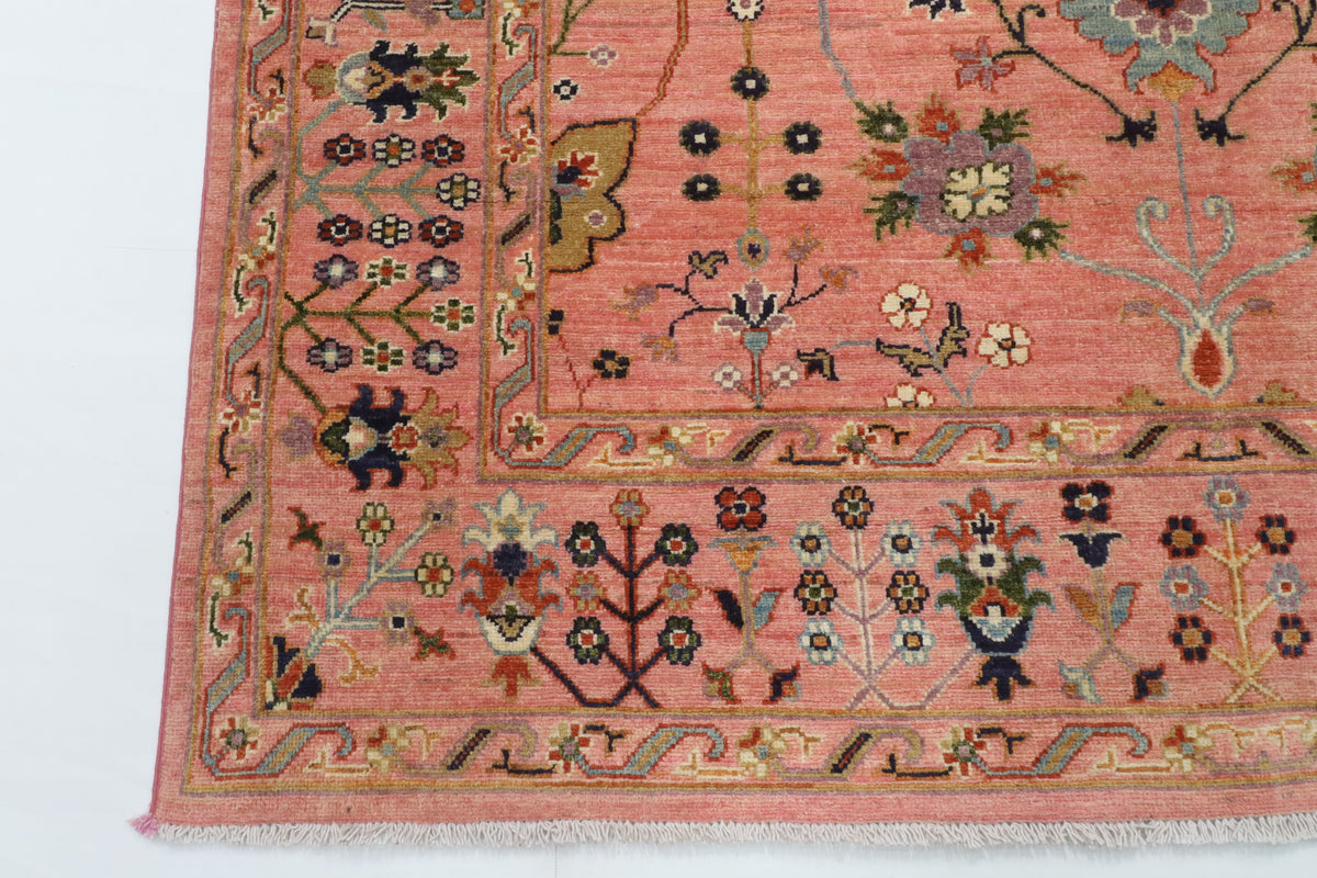 177 x 241 cm | Sultani Pink Design Hand Knotted Wool Afghan Carpet