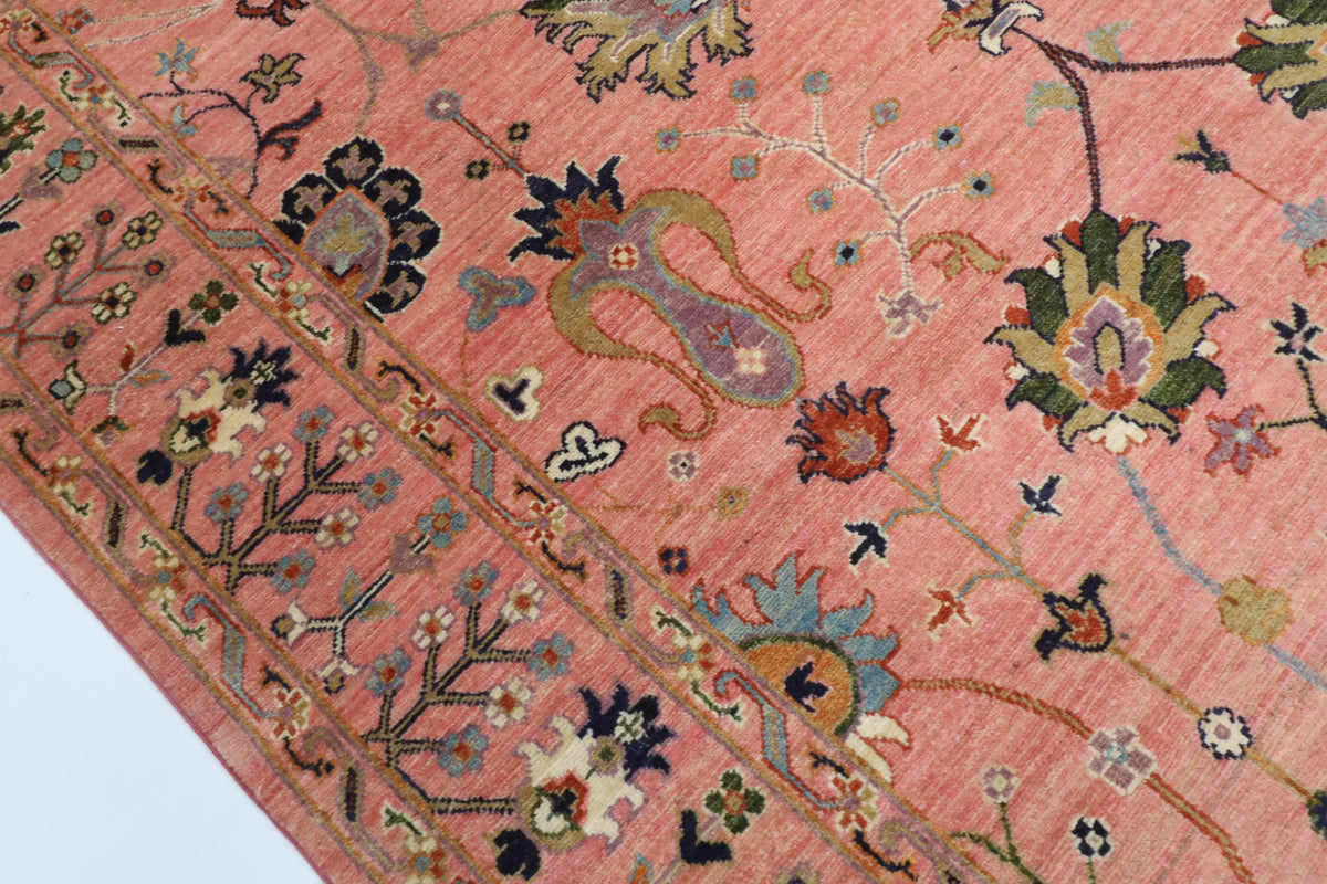 177 x 241 cm | Sultani Pink Design Hand Knotted Wool Afghan Carpet