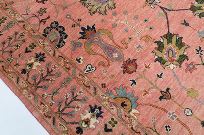 177 x 241 cm | Sultani Pink Design Hand Knotted Wool Afghan Carpet