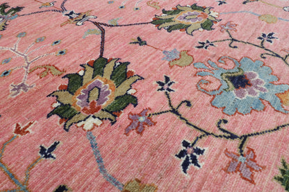 177 x 241 cm | Sultani Pink Design Hand Knotted Wool Afghan Carpet