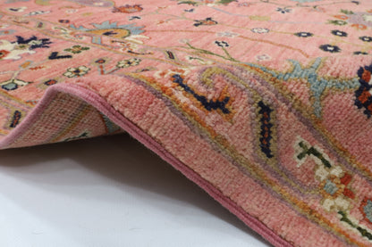 177 x 241 cm | Sultani Pink Design Hand Knotted Wool Afghan Carpet