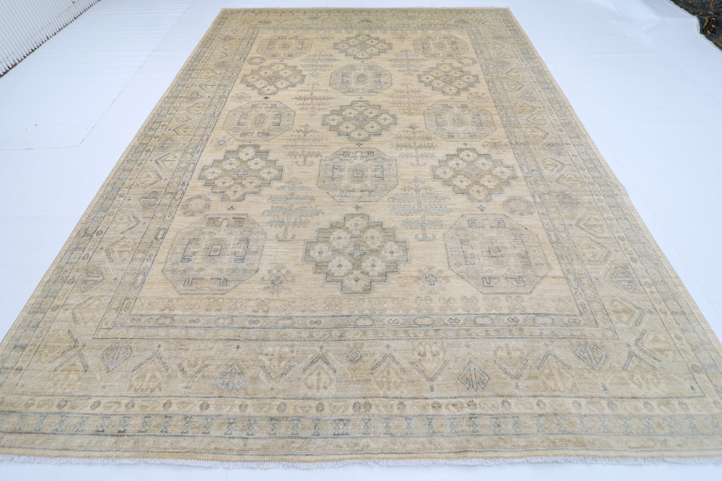 269 x 364 cm | Oriental Floral beige Area Rug Afghan Hand Knotted Veg Dye Wool carpet