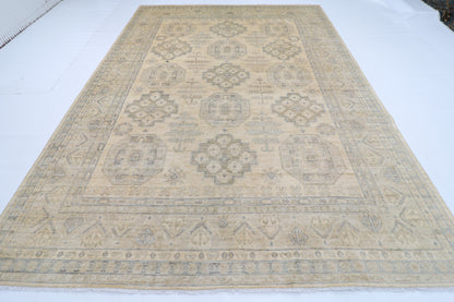 269 x 364 cm | Oriental Floral beige Area Rug Afghan Hand Knotted Veg Dye Wool carpet