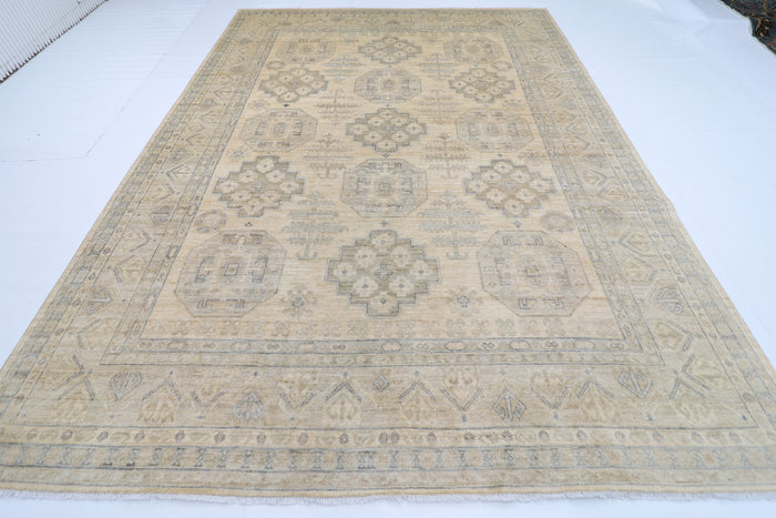 269 x 364 cm | Oriental Floral beige Area Rug Afghan Hand Knotted Veg Dye Wool carpet