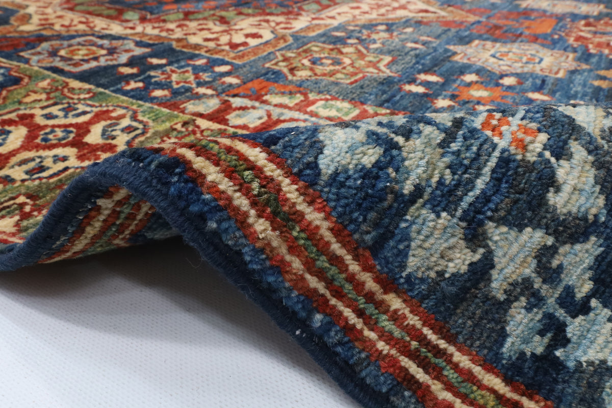 123 x 194 cm | Mamluk Design Hand Knotted Wool Afghan Carpet