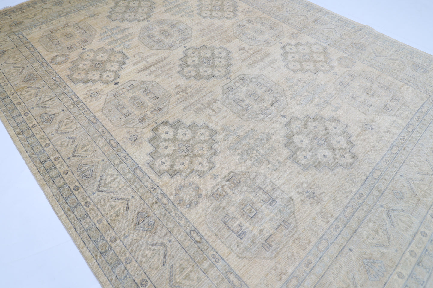 269 x 364 cm | Oriental Floral beige Area Rug Afghan Hand Knotted Veg Dye Wool carpet