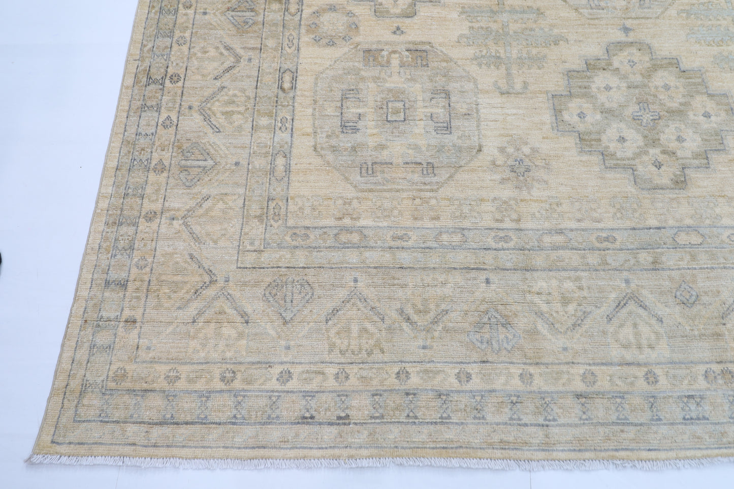 269 x 364 cm | Oriental Floral beige Area Rug Afghan Hand Knotted Veg Dye Wool carpet