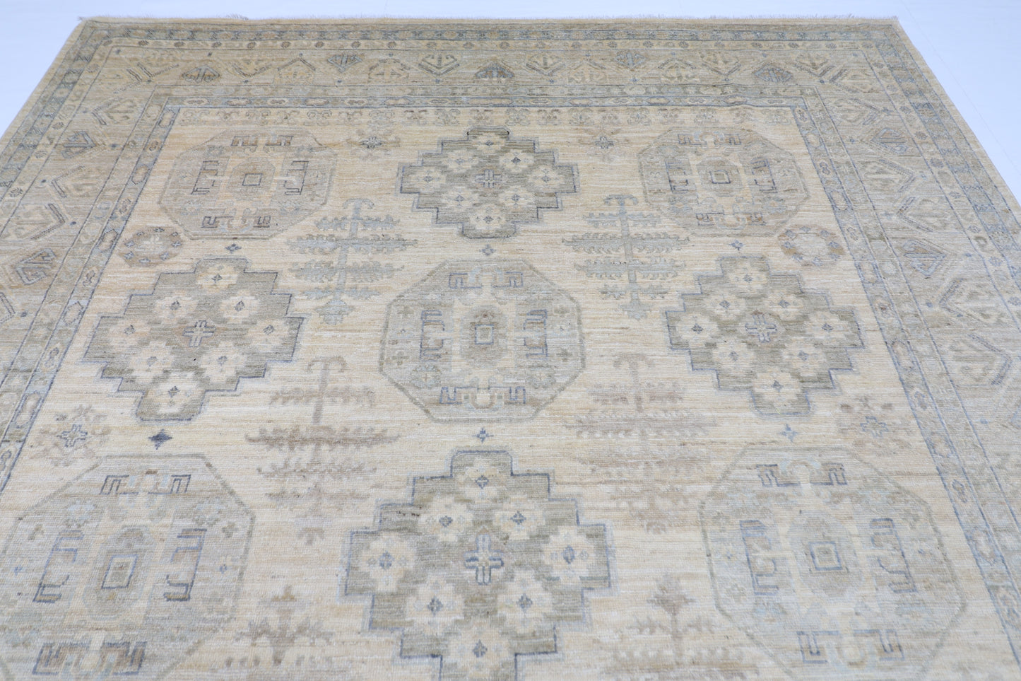 269 x 364 cm | Oriental Floral beige Area Rug Afghan Hand Knotted Veg Dye Wool carpet