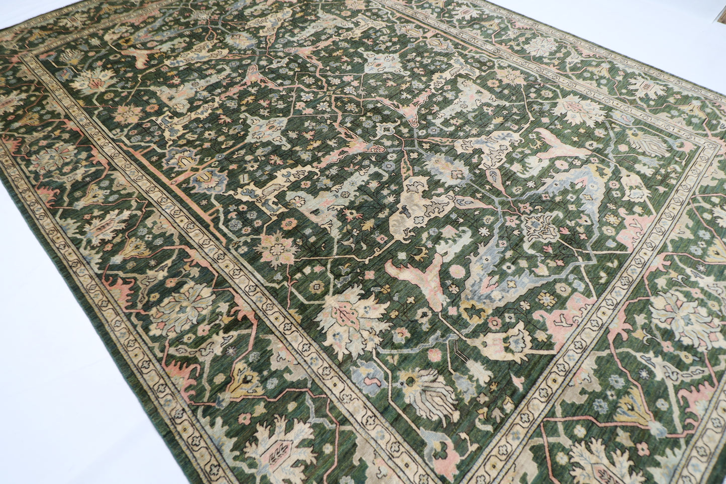 296 x 414 cm | Oriental Bidjar Green Area Rug Afghan Hand Knotted Veg Dye Wool carpet