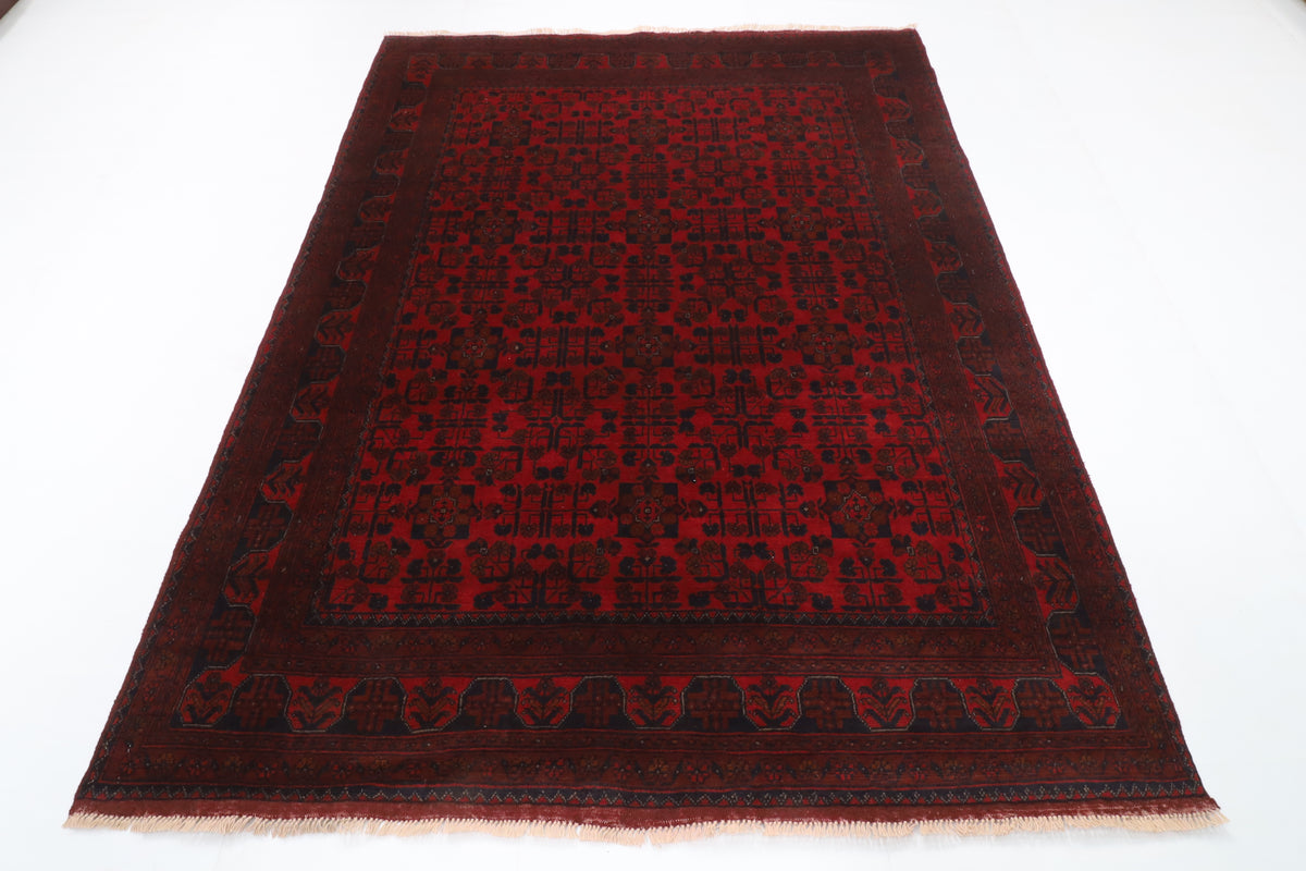 175 x 233 cm | Bokhara Red Hand Knotted Wool Afghan Carpet