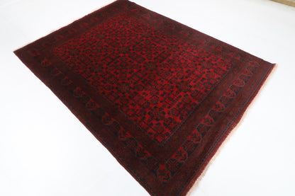 175 x 233 cm | Bokhara Red Hand Knotted Wool Afghan Carpet