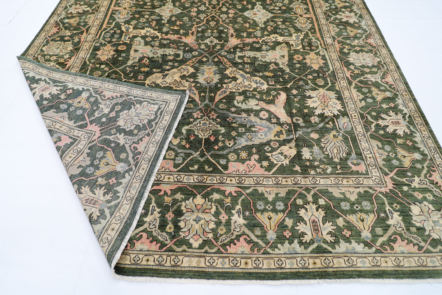 296 x 414 cm | Oriental Bidjar Green Area Rug Afghan Hand Knotted Veg Dye Wool carpet