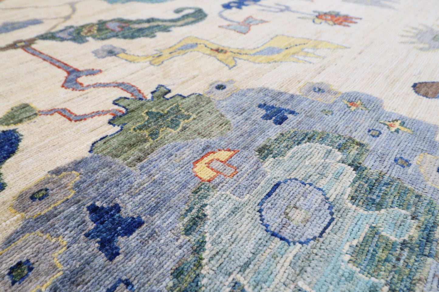 312 x 446 cm | Oriental Oushak Beige Area Rug Afghan Hand Knotted Veg Dye Wool carpet