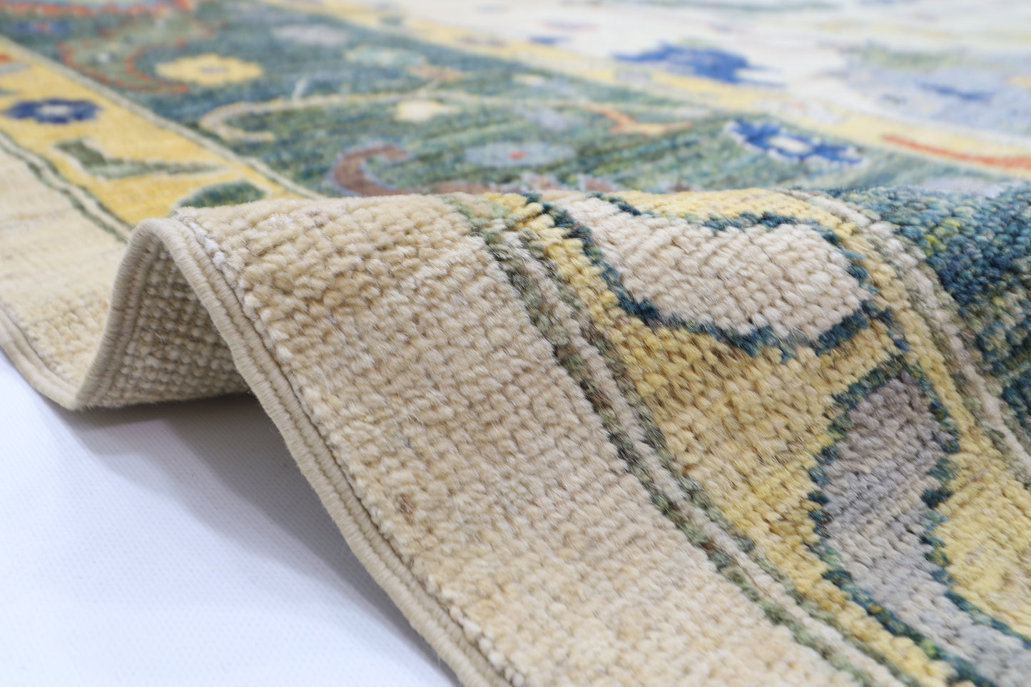 312 x 446 cm | Oriental Oushak Beige Area Rug Afghan Hand Knotted Veg Dye Wool carpet