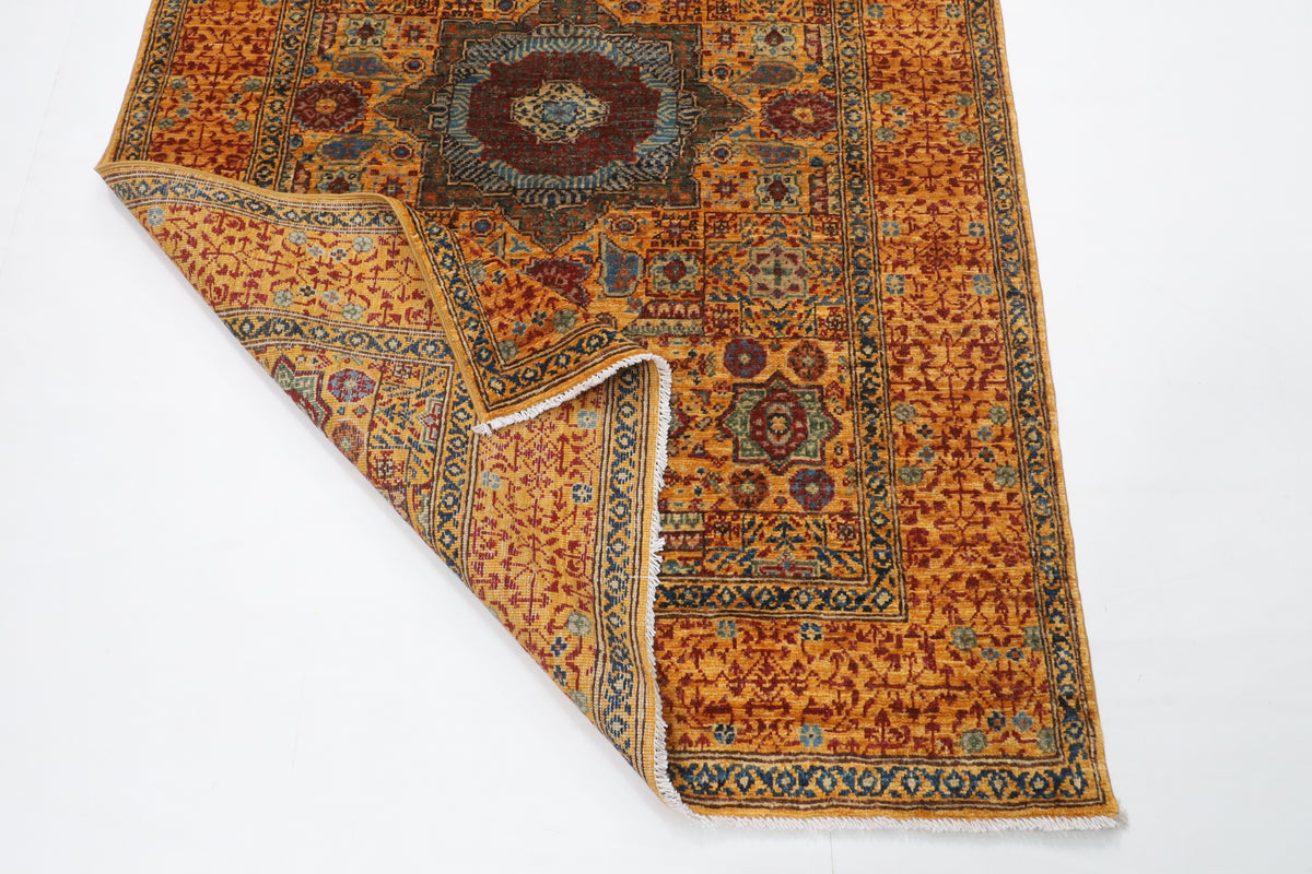 120 x 180 cm | Mamluk Hand Knotted Wool Afghan Carpet