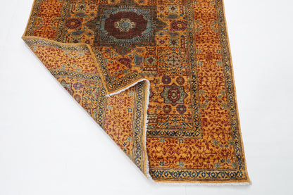 120 x 180 cm | Mamluk Hand Knotted Wool Afghan Carpet