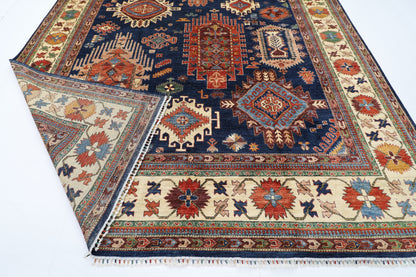 300 x 390 cm | Oriental Geometric Blue Area Rug Afghan Hand Knotted Veg Dye Wool carpet