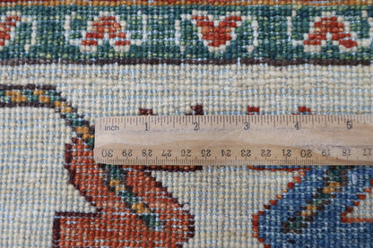 300 x 390 cm | Oriental Geometric Blue Area Rug Afghan Hand Knotted Veg Dye Wool carpet