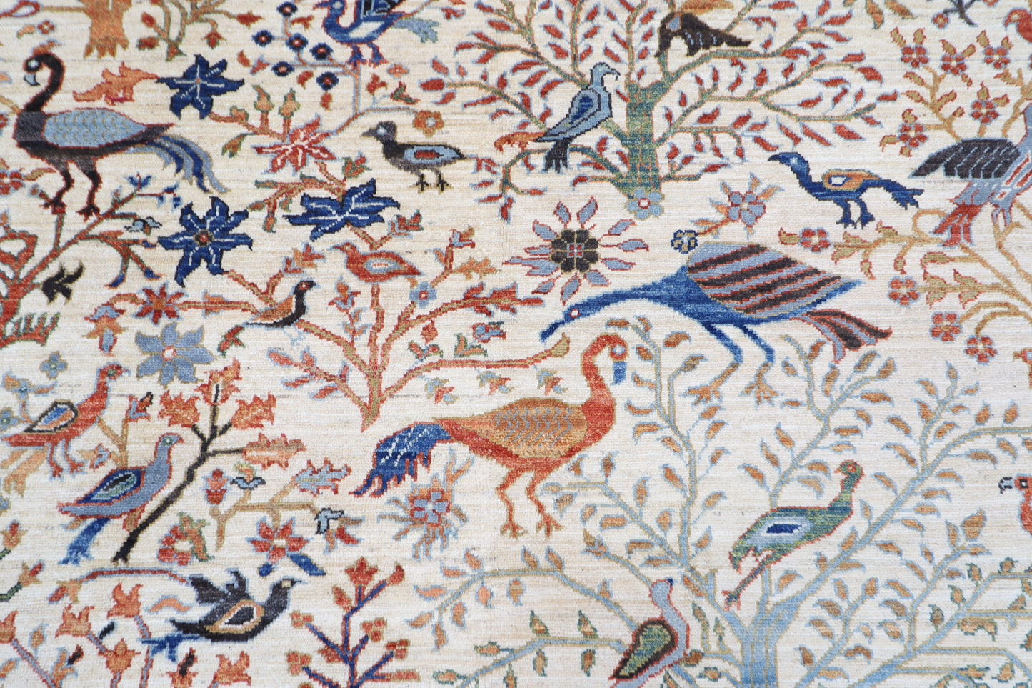 260 x 304 cm | Oriental Birds Beige Area Rug Afghan Hand Knotted Veg Dye Wool carpet