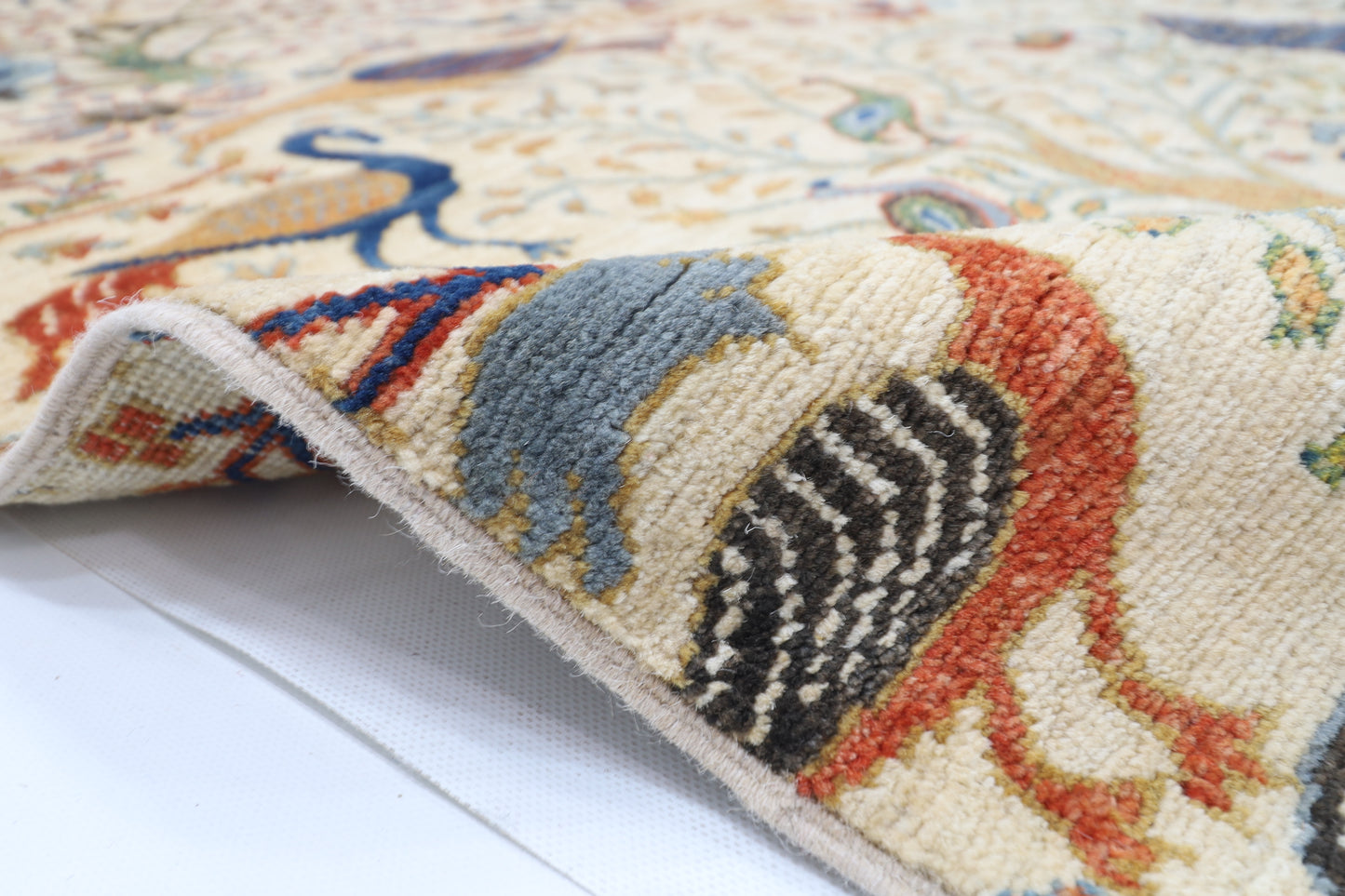 260 x 304 cm | Oriental Birds Beige Area Rug Afghan Hand Knotted Veg Dye Wool carpet